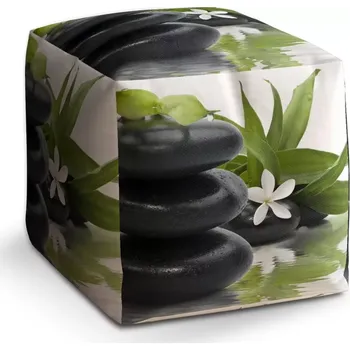 Taburet Taburet Kostka Květ s kameny: 40x40x40 cm - Sablio