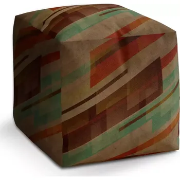Taburet Taburet Kostka Hnědá abstrakce: 40x40x40 cm - Sablio