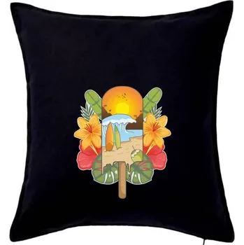 Polštář Léto, nanuk, moře, pláž - Polštář 50x50 - 50x50 - Pouze potah ( Černá )