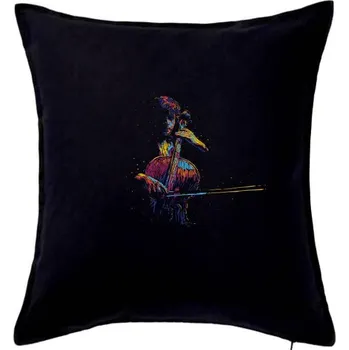 Polštář Violončelo splash - Polštář 50x50 - 50x50 - Pouze potah ( Černá )