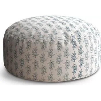 Sedací pytel Kulatý taburet Circle Modré lístky: 38x48 cm - Sablio