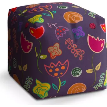 Taburet Taburet Kostka Nakreslené květiny: 40x40x40 cm - Sablio