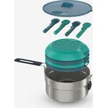 QUECHUA Nerezový ešus MH 100 | 18 dílů | 4 osoby MODRÁ|ZELENÁ|ŠEDÁ