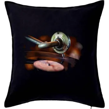 Polštář Retro gramofon - Polštář 50x50 - 50x50 - Včetně výplně ( Černá )