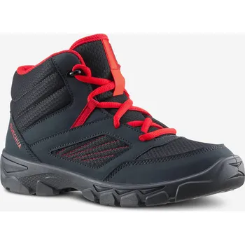 Pánské tenisky QUECHUA Chlapecké turistické kotníkové boty MH 100 vel. 35-38 35 ČERVENÁ|ŠEDÁ
