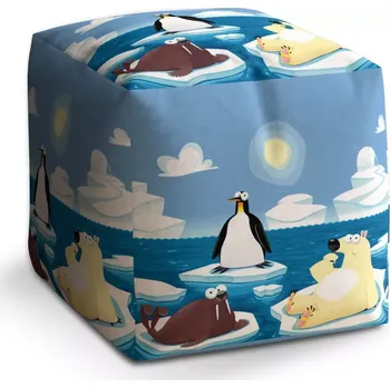 Taburet Taburet Kostka Lední zvířátka: 40x40x40 cm - Sablio