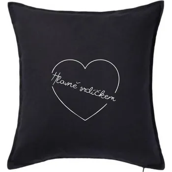 Polštář Hlavně srdíčkem - Polštář 50x50 - 50x50 - Pouze potah ( Černá )