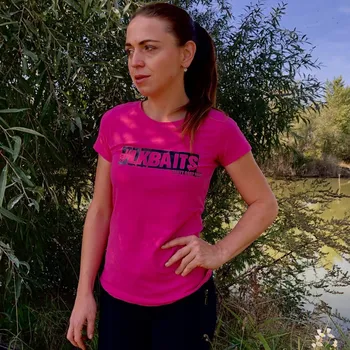 Dámské tričko LK Baits dámské růžové triko, černý nápis XL