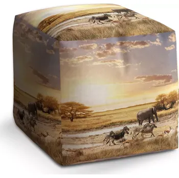 Taburet Taburet Kostka Safari: 40x40x40 cm - Sablio