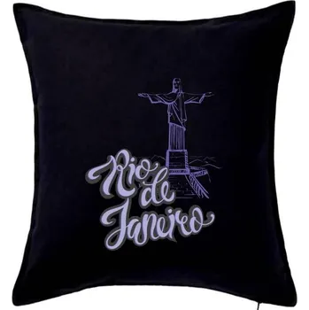 Polštář Brazil Rio Janeiro Lettering - Polštář 50x50 - 50x50 - Pouze potah ( Černá )
