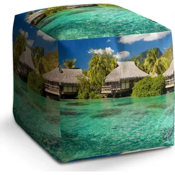 Taburet Taburet Kostka Chatky na moři: 40x40x40 cm - Sablio