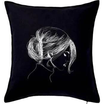 Polštář Ručně malovaná žena - Polštář 50x50 - 50x50 - Pouze potah ( Černá )