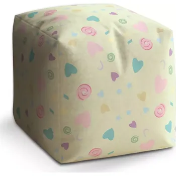 Taburet Taburet Kostka Srdíčka a spirály XL: 40x40x40 cm - Sablio