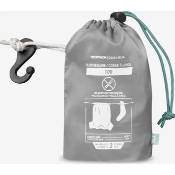 Lano QUECHUA Šňůra na prádlo – 5 metrů BÍLÁ|ŠEDÁ