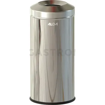 Nádoba na led Protipožární odpadkový koš s žáruvzdorným víkem 12 l, 43x20 cm, nerezová ocel/leštěná/satén | ALDA, Fireguard