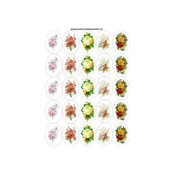 Jedlá dekorace na dort KVĚTINY ovál, VARIANTA Jedlý papír 1289