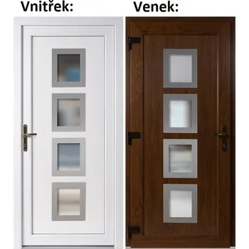 Vchodové dveře Soft Vchodové plastové dveře 010 INOX Zlatý dub / Bílá 98x198 cm, levé, otevírání VEN