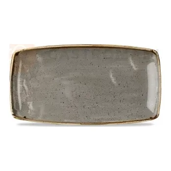 Obdélníkový servírovací talíř, šedý, ručně zdobený 35 cm x 18,5 cm | CHURCHILL, Stonecast Peppercorn Grey