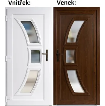 Vchodové dveře Soft Vchodové plastové dveře 3D 5901 Zlatý dub / Bílá 98x198 cm, levé