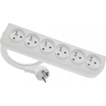 Elektrická zásuvka DAM Prodlužovací přívod PSN-603/16A - 6x zásuvka H05VV-F 3x1,5 16A 250V 3m bílá