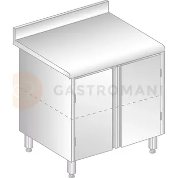 Nerezový dřez Stůl přístěnný z nerezové oceli se skříňkou, zadní lištou a okapovou lištou 900x600x850 mm | DORA METAL, DM-S-3117