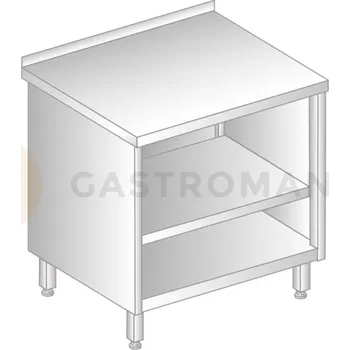 Počítačový stůl Stůl přístěnný z nerezové oceli s otevřenou skříňkou a poličkou 1100x600x850 mm | DORA METAL, DM-3115