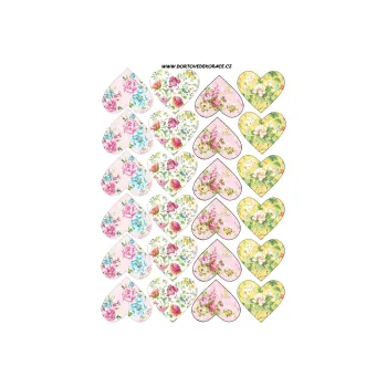 Jedlá dekorace na dort KVĚTINY srdce, VARIANTA Jedlý papír 1290