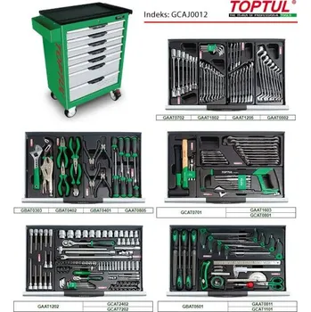 Vozík na nářadí s příslušenstvím TOPTUL 7 zásuvek - 227ks