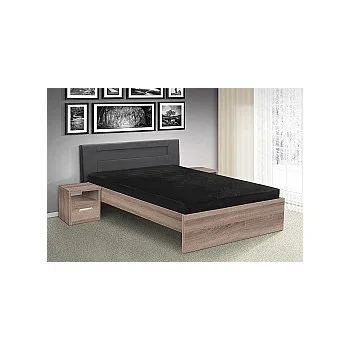 Postel Postel MEADOW 180cm, s matracemi, s roštem a LED osvětlení dub sonoma / šedé čelo