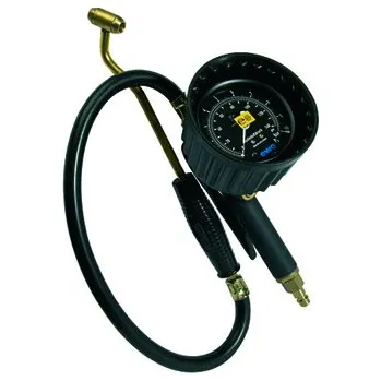Čerpadlo ruční plnič pneumatik, oboustranný konektor pro čerpací stanice, včetně manometru D80mm, chráněn proti razům, jištěn proti přetlaku, rozsah 0-12 / 0-170, [bar/psi], kalibrováno, TPG02-12-C