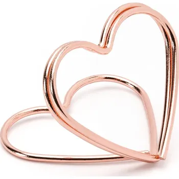 Svatební dekorace Stojánky na jmenovku srdíčko růžovo-zlaté, 2,5 cm, 10 ks