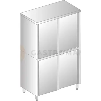 Dětská skříň Dvojitá skladovací skříň z nerezové oceli s posuvnými dveřmi, dělenou komorou a policemi 900x700x1800 mm | DORA METAL, DM-3308.02