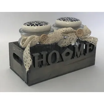 Sklenice DUE ESSE DUE ESSE, Sada 2 ks dóz HOME s víkem, dekor č.2