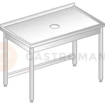 Počítačový stůl Stůl přístěnný z nerezové oceli s otvorem pro odpad 1900x600x850 mm | DORA METAL, DM-3228