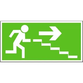 MXM Únikové schodiště vpravo dolů | plastová cedule, 210x105mm Fotoluminiscenční plastová tabulka