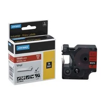 Pásek do tiskárny Dymo, originální páska do tiskárny štítků, 1805422, bílý tisk/červený podklad, 5,5m, 19mm, RHINO vinylová profi D1