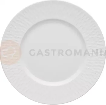 Talíř Mělký talíř z bílého porcelánu, dekorativní okraj 28,5 cm | DEGRENNE, Boreal Satin