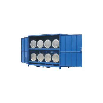 Dílenský regál Mobilní regál s dveřmi pro skladování sudů, modrý