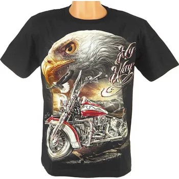 Pánské tričko Tričko Motorka My Way (Tričko pro motorkáře - materiál 100% bavlna, vysoce kvalitní potisk, který lehce svítí ve tmě)