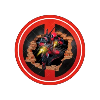 Jedlá dekorace na dort DEADPOOL díra ve znaku, VARIANTA Jedlý papír 715