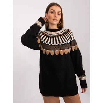 Dámský svetr Rue Paris Dámský dlouhý svetr Ygelon černá Univerzální