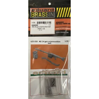 Plastikový model BRASSIN 1/35 MG 34 gun w/ammunition belt PRINT