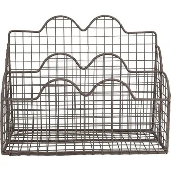 Poštovní schránka Hnědý antik kovový držák na dopisy a noviny - 27*12*22 cm