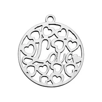 Přívěsek Přívěsek kruh se srdíčky Love 22x20mm chirurgická ocel