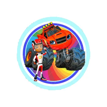 Jedlá dekorace na dort PLAMÍNEK A ČTYŘKOLÁK, VARIANTA Jedlý papír 1099