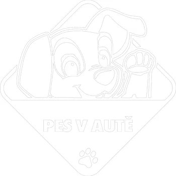 Samolepicí dekorace na vozidlo Pes v autě Pejsek samolepka na auto - růžová světlá / 15x15 cm