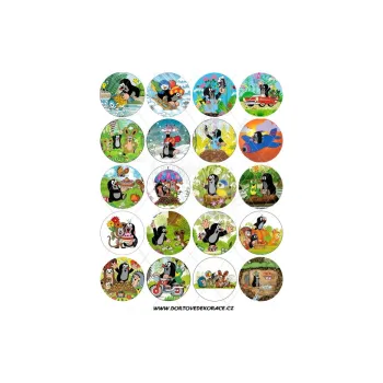 Jedlá dekorace na dort KRTEČEK kolečka 5 cm, VARIANTA Jedlý papír 42