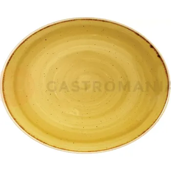 Talíř Oválný talíř hořčicový, ručně zdobený 19,2 cm | CHURCHILL, Stonecast Mustard Seed Yellow