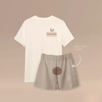 Dámské pyžamo Pyžamový set s potiskem ZAJÍČEK, pro ženu Barva: Béžová, Velikost pro mámu: XS