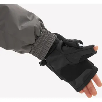 Rukavice QUECHUA Dětské turistické palčáky 2v1 Hike 500 10 LET ČERNÁ|ŠEDÁ